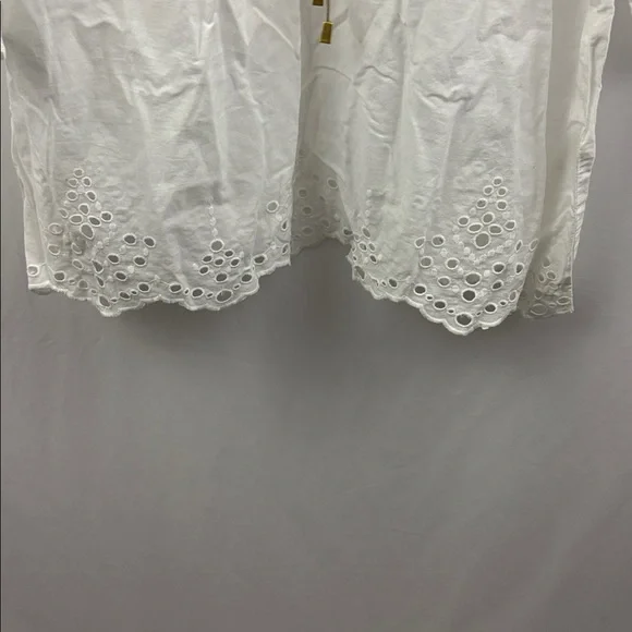 Chico’s Peasant Top 3/4 Sleeves Optic White Blouse Top Lace Up Tunic Women’s New - Picture 6 of 13